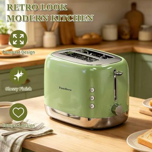 Stainless Steel 2-Slice Toaster with Wide Slots & 8 Browning Levels