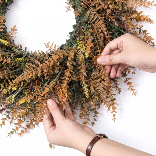 28-Inch Fall Wreath for Front Door - Autumn Orange Artificial Decor