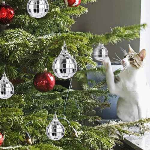 12PCS Mini Disco Balls,1.2" Silver Small Disco Balls Hanging for Party Decoration, Christmas Party Decorations Wedding Birthday Party Ornaments