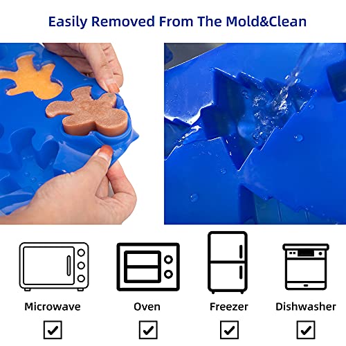 ihomecooker 4pc Large Silicone Christmas Bake Mold Set - Gingerbread Man, Christmas Tree, Snowflakes, Santa (Variation 4)