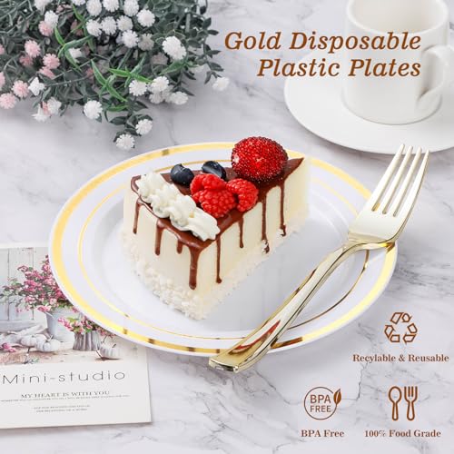Gold Disposable Plastic Dinner Plates 10.25 Inch - 100 Pcs - BESTVIP