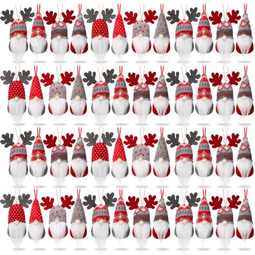 Skylety 48 Pieces Gnome Christmas Tree Ornaments – Plush Hanging Decorations, 24 Variations