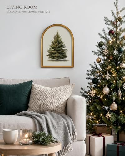 ARPEOTCY Vintage Christmas Wall Art with Green Pine Tree Frame 16x12in