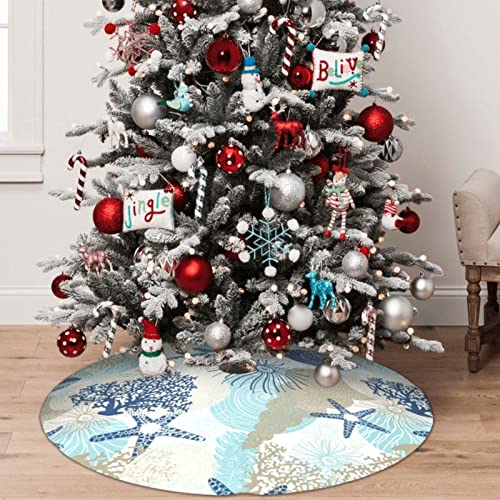Subvcik Starfish Christmas Tree Skirt 36 Inch Holiday Decor Style6