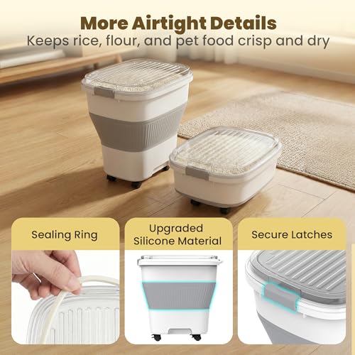 HOYTAMDAR 50Lbs Collapsible Airtight Food Storage Container - Grey