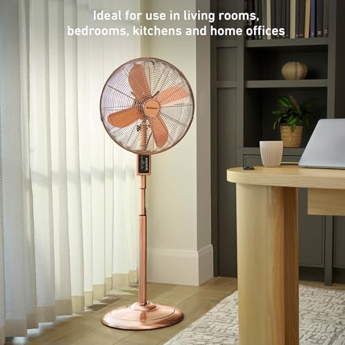 Holmes 16" Copper Digital Metal Stand Fan 3-Speed Oscillation Remote