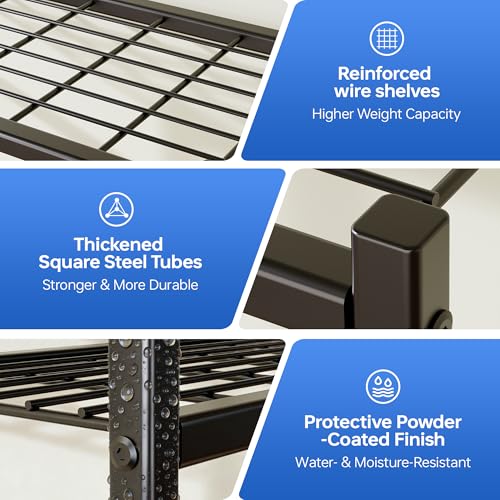 36.4" W Storage Shelves, 5-Tier Metal Shelving Unit with Leveling Feet
