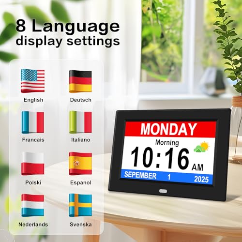 11-Inch Large Display Digital Alarm Clock for Seniors Black - 12 Alarms & Auto Dimming