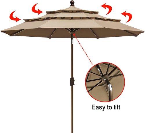EliteShade USA 9Ft Market Umbrella - 10-Year Non-Fading, Ventilated Design in Heather Beige