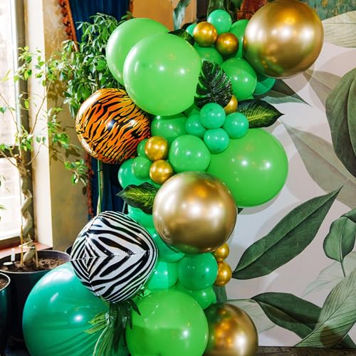Green Balloons - 12 inch 100pcs Latex - Round Green Birthday Balloons with 2 Ribbons for Birthday, Dinosaur, Jungle, Christmas, Baby Shower Party Decorations