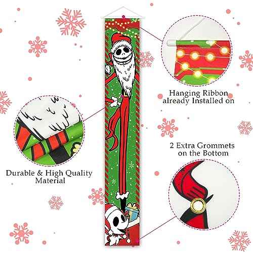 Christmas Decorations, Jack Sally Banners Xmas Porch Signs Christmas Decor Nightmare Merry Christmas Banner Before Welcome Wall Home Indoor Outdoor Party