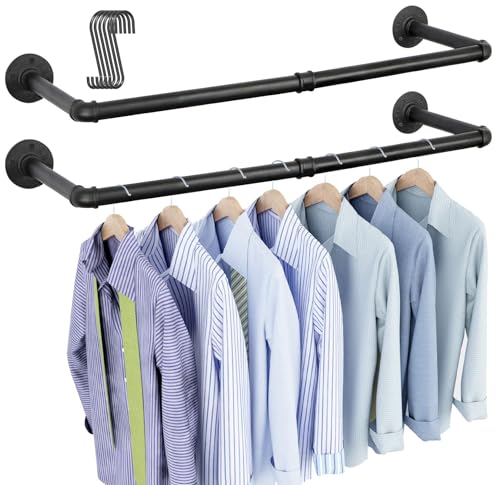 OROPY 38.4" Industrial Pipe Clothes Rack Wall Mounted, Heavy Duty, 2