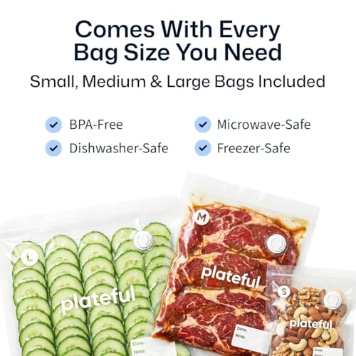 VacuSeal Handheld Food Vacuum Sealer with 45 Bags - Cordless & Reusable