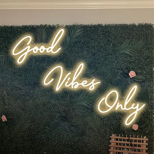 Warm White Good Vibes Only Neon Sign Dimmable LED Light with ON/OFF Switch for Home Gym Bar Party