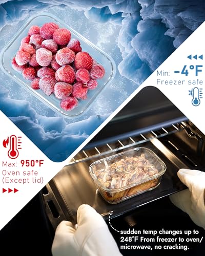 12-Pack Borosilicate Glass Food Storage Containers with Tempered Lids - Multi-Size, Oven & Dishwasher Safe, Airtight - Gray (Variation: Tempered Lids Gray / 12 Mixed Sizes)
