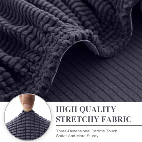 LA MEACK Dark Grey L-Shaped Couch Cushion Covers Set for Sectional Sofa 3 Seater + 1 Chaise, Washable & Stretch Fit