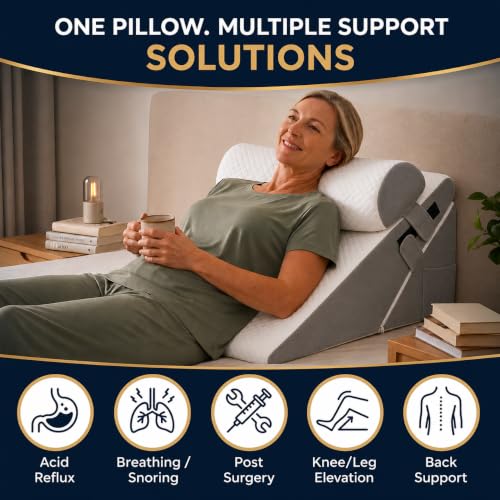 Adjustable 10-in-1 Wedge Pillow Set for Sleep Apnea Acid Reflux Back Support