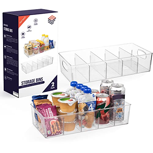 ClearSpace XL Pantry Storage Bins with Removable Dividers, 15 x 7.5 x 3.5 Inches, 2 Pack