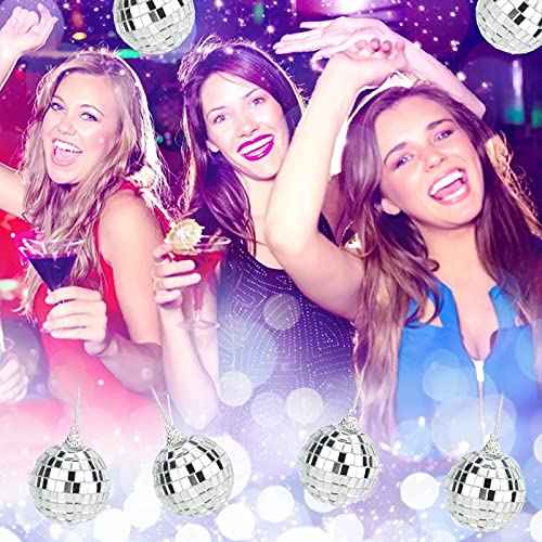 Mirror Disco Balls Set - Silver Disco Party Decoration Bright Reflective Mirror Christmas Balls Easy to Hang Suitable for Christmas, Wedding, Family Party Decoration (6)