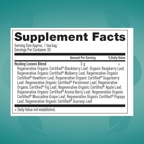 Healing Leaves Longevity Blend Organic Tea Bags - Immune & Digestive Support, 30 Count
