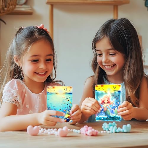 Mermaid Miracle Light ? Mini LED Card Lamp, Bedside & Desk Decor for Girls, Portable Night Light & Dreamy Desktop Ornament, Mermaids Gift for Girl/Mermaids Fans (Mermaid)