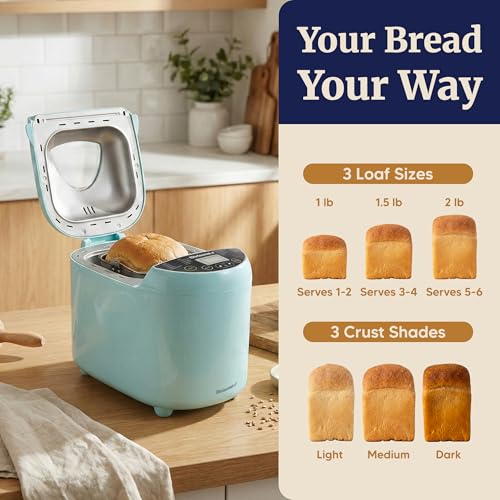 Mint Programmable Bread Maker with 3 Sizes & 19 Presets - Elite Gourmet