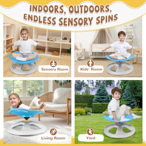 Kids Spinning Chair for Autism Sensory Toys with Handles - Blue / Car-Seat