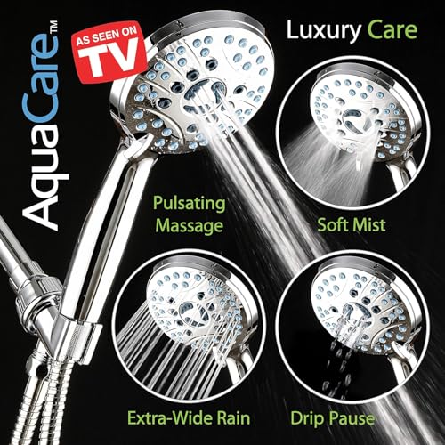 Hotel Spa AquaCare 8-Mode High Pressure Handheld Shower Head with 2-Mode Power Wash 2.5 GPM Chrome