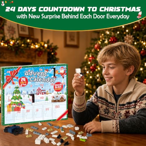 GRAWILLE 2026 Kids Christmas Advent Calendar with 29 Building Blocks & Characters, 24-Day Countdown Toy for Boys & Girls