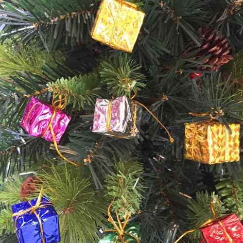 24PCS Shiny Mini Boxes Ornaments£¬Christmas Tree Decoration,Metal Foil Wrapped Ornaments£¬for Christmas Tree Hanging Decorations