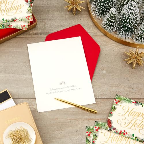 Hallmark 40-Card Holiday Greeting Set: Festive Greenery with Gold Foil Envelopes