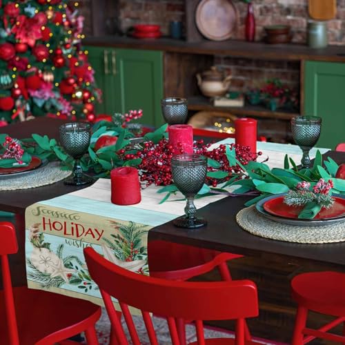 RisQiten Christmas Seaside Table Runner 13x90 Inch Coastal Holiday Decor