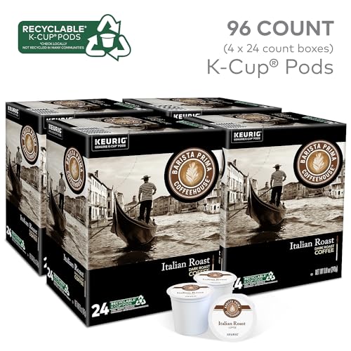 Italian Roast Coffee K-Cup Pods - Dark Roast, 24 Count (Pack of 4) - Barista Prima