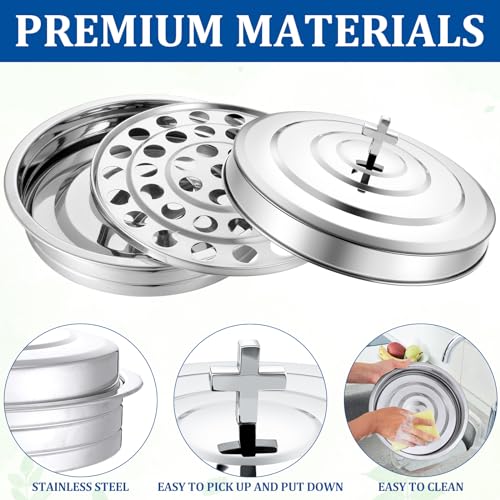Jingmore Silver Communion Serving Trays Set with Lid for Church, 80 Cups Capacity