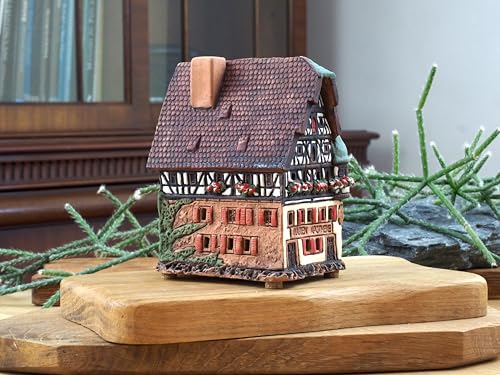 Midene Ceramic Village Collection: Hand-Painted Rothenburg House Incense Holder