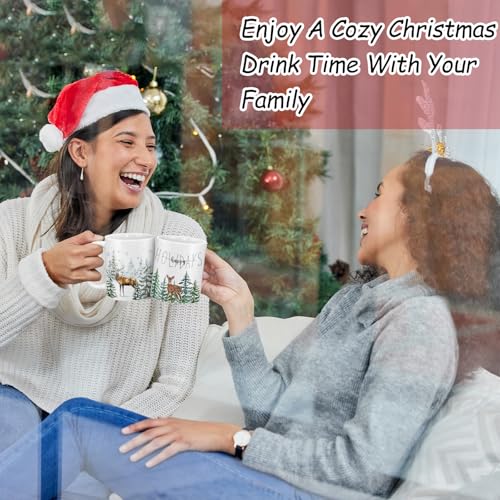 Didaey Christmas Tree Mug Set with Pine Tree Design, 6 Pack, 12oz Ceramic Holiday Coffee Cups