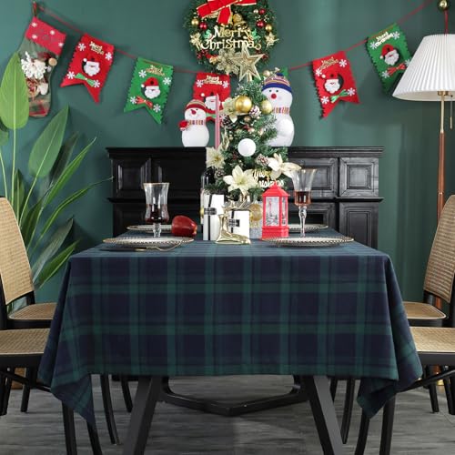 ZIQINPSQ British Style Plaid Fabric Tablecloth - Blue & Green, 55"x120"