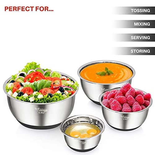 Wildone Mixing Bowls with Lids Set, Stainless Steel Set of 5