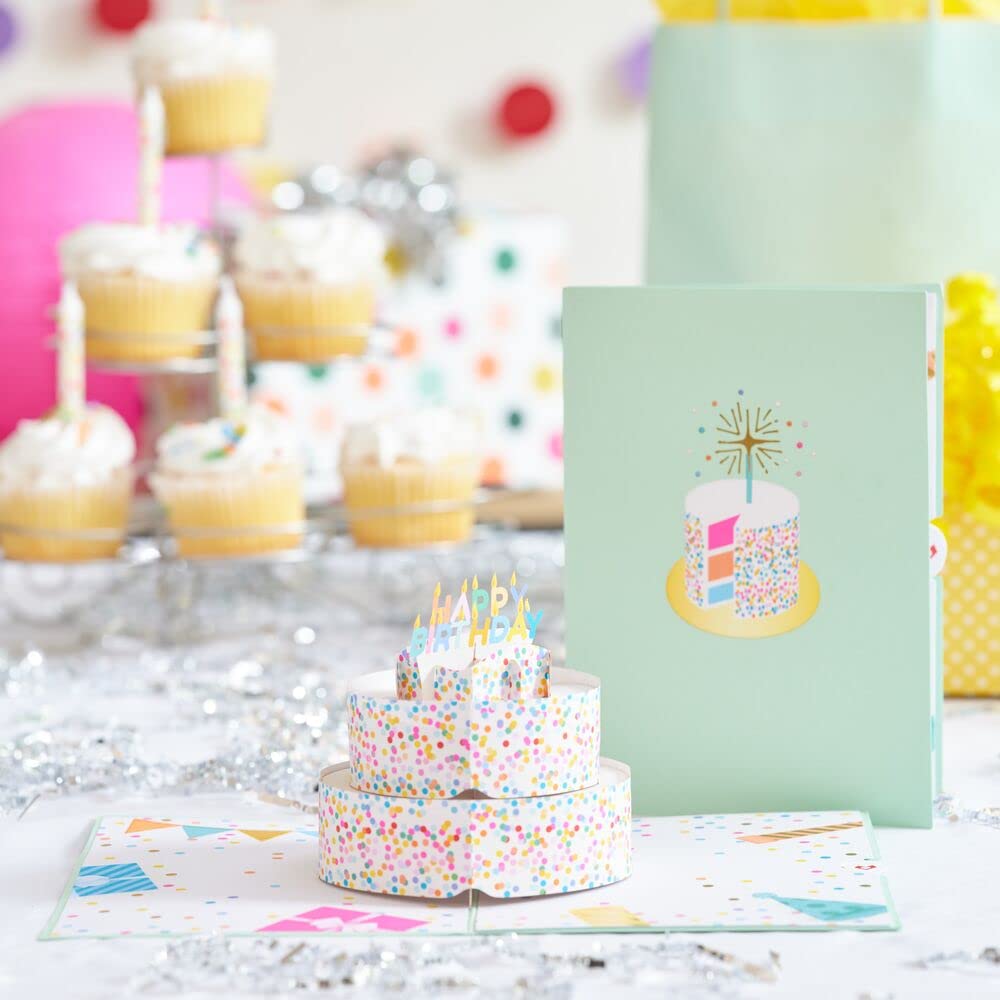 Lovepop Happy Birthday Pop-Up Card for Her, Him, Girls, Boys - 3D Greeting Cards - Sprinkles Cake - 5" x 7" - Blank Notecard & Envelope Included
