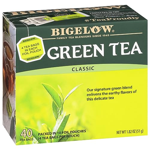 Green Tea Bags - 40 Count Pack of 6 | Classic Delicate Green Tea
