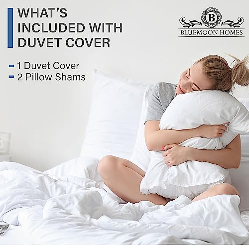 King Size Duvet Cover Set - 1000 Thread Count White Egyptian Cotton - Solid, Easy Care, 3-Piece Variation 01
