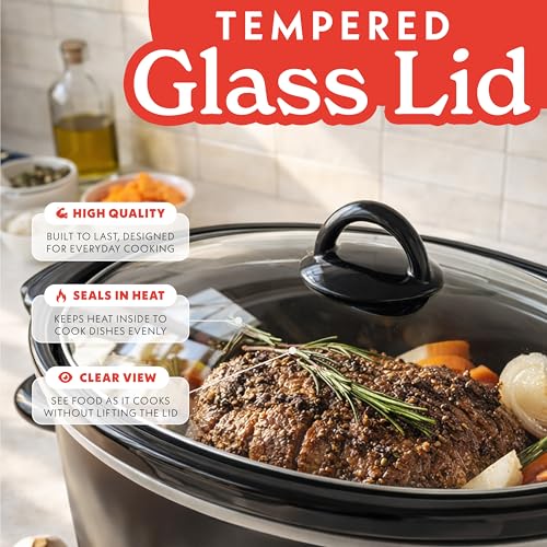Gourmia 6 Quart Slow Cooker - Manual Controls, Removable Ceramic Pot, Black