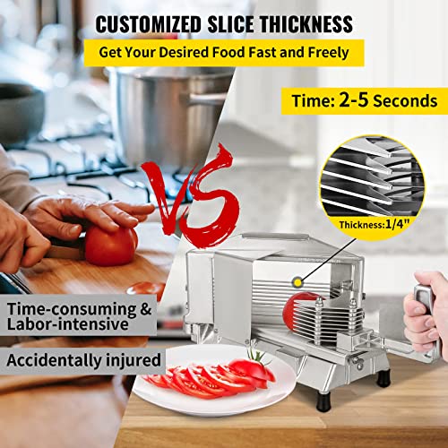 Heavy Duty Commercial Tomato Slicer 1/4 Inch with Built-In Cutting Board - Restaurant & Home Use