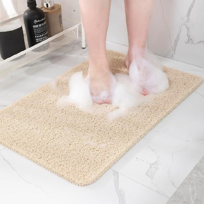 Non-Slip Bathtub Mat 36x24 Inches - Quick Dry, Anti Slip Shower Rug - Beige