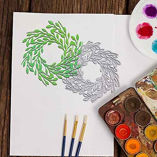 ALIBBON Christmas Wreath Die Cuts for Card Making, Metal Template Molds, Background Dies for Crafting DIY Photo Album Paper Embossing Scrapbooking Supplies