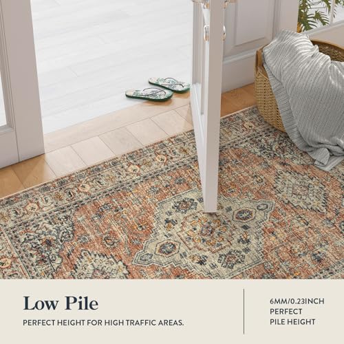 Lahome Oriental Runner Rug Non Slip 2x8 Feet - Terracotta Hallway Carpet