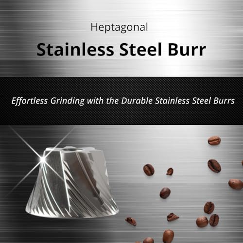 Manual Coffee Grinder with Crank Handle - Stainless Steel Conical Burr - Travel & Camping