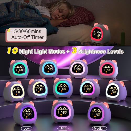 ANALOI Pink Kids Alarm Clock with Ok to Wake & Sleep Training for Girls