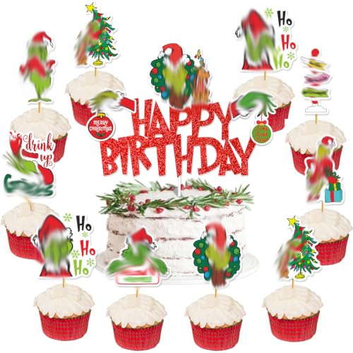 Green Monster Cake Topper & Cupcake Toppers Party Supplies Set