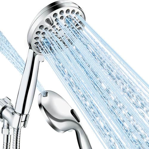 Wowkk Premium Chrome Handheld Shower Head with 10 Spray Modes & High Pressure